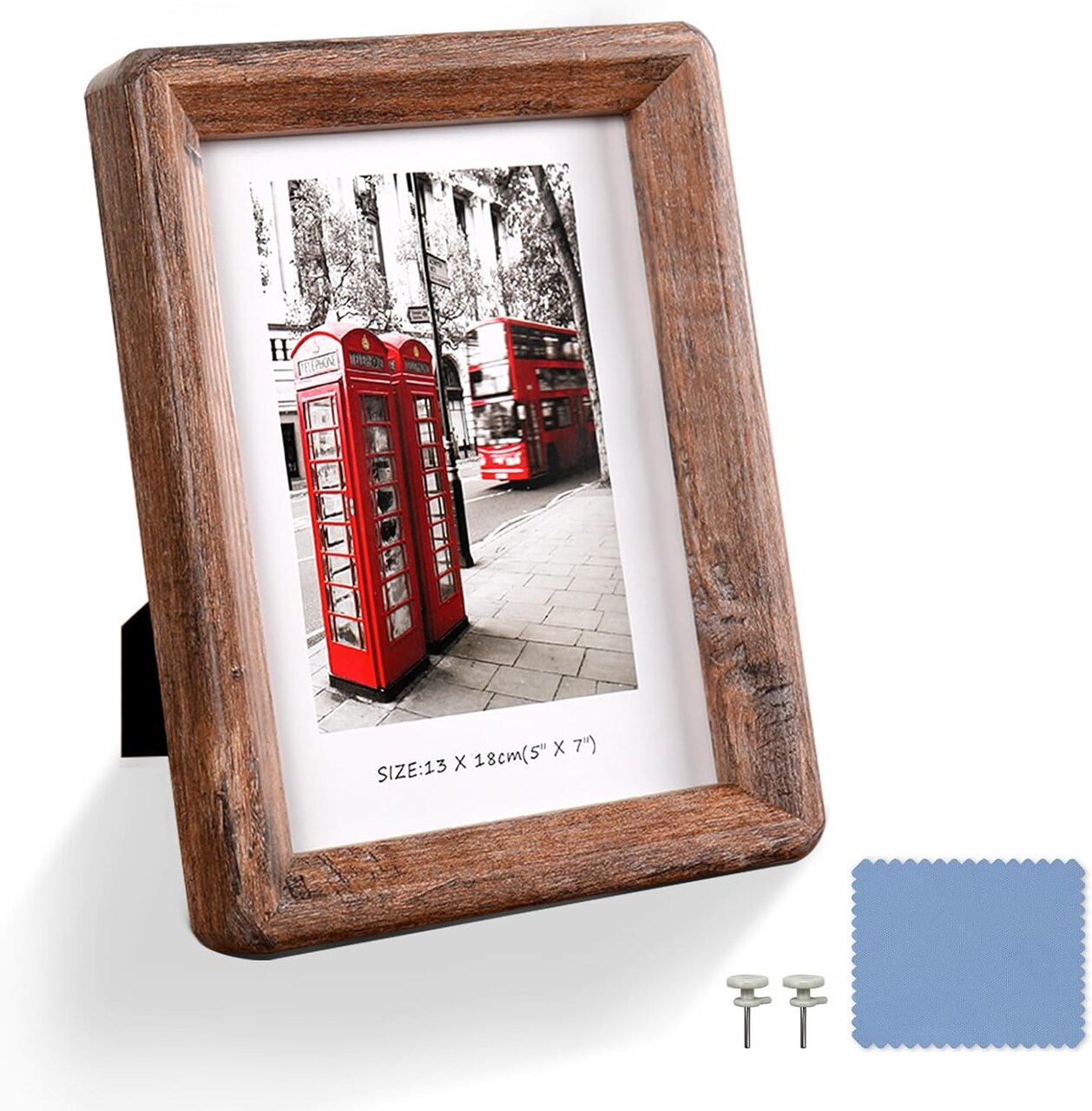 5x7 Picture Frame - Rustic Wooden Picture Frame with Real Tempered Glass, Gift Box Barn Wood Frame with Rounded Corner, Suitable for Hanging or Tabletop Display